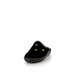 chaussons en laine noir semelflex