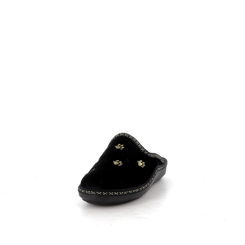 chaussons en laine noir semelflex