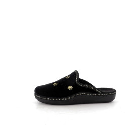 chaussons en laine noir semelflex