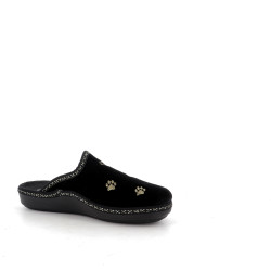 chaussons en laine noir semelflex