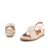 Nu-pieds en cuir crème et rose Fugitive