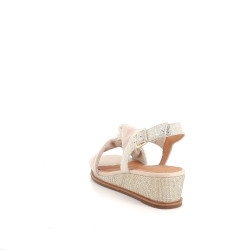 Nu-pieds en cuir crème et rose Fugitive