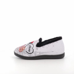 Chaussons Gris Perle Motif Parisienne Plumaflex