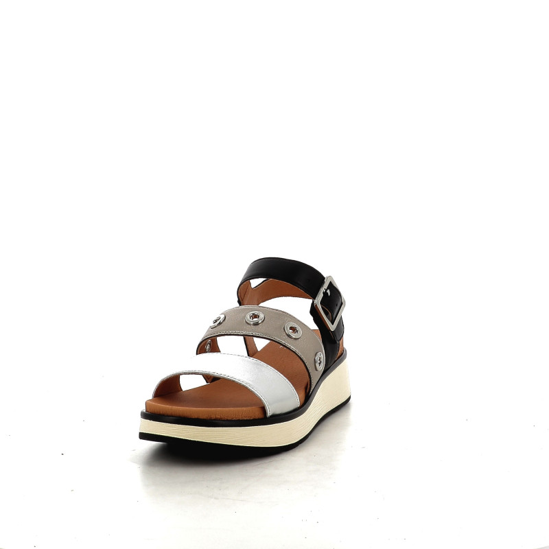 Sandales plateformes en cuir nappa noir Fugitive