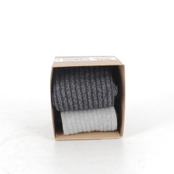 Duo de chaussettes TBS, noir et gris pailletés