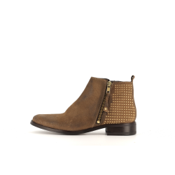Bottine taupe en cuir