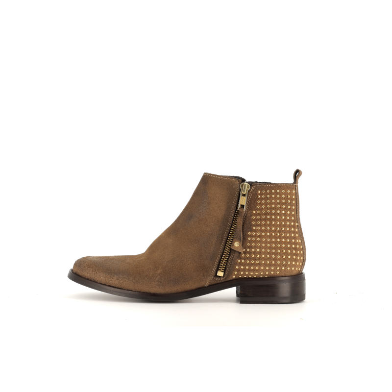 Bottine taupe en cuir