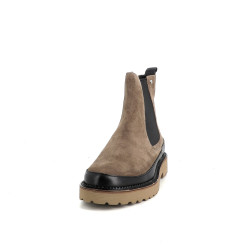 Boots en cuir nubuck taupe Emilie Karston