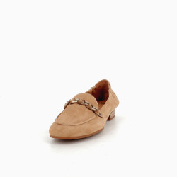 Mocassins cuir velours beige MamZelle