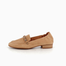 Mocassins cuir velours beige MamZelle