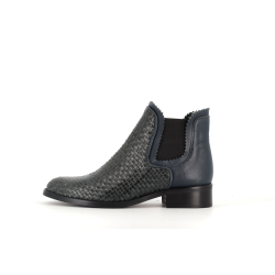 bottine bleu en cuir