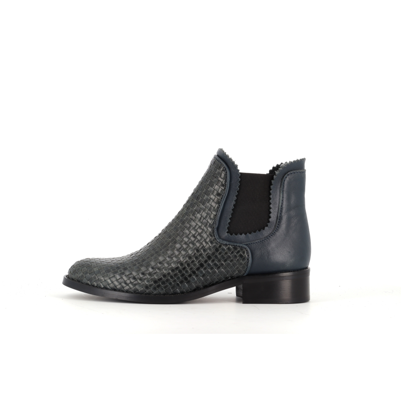bottine bleu en cuir