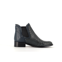 bottine bleu en cuir
