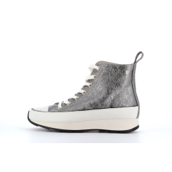 Basket montante argent en cuir