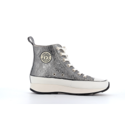 Basket montante argent en cuir