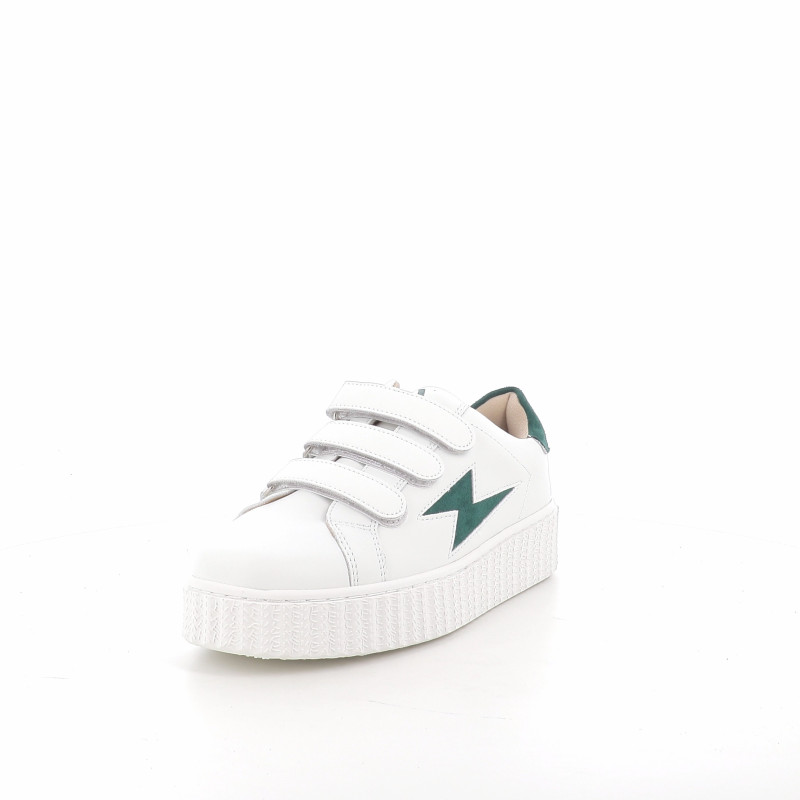 Baskets en Simili Cuir Blanc Et Vert Vanessa Wu