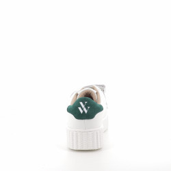 Baskets en Simili Cuir Blanc Et Vert Vanessa Wu
