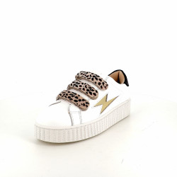 Baskets Blanches avec Scratch Motif Léopard VANESSA WU