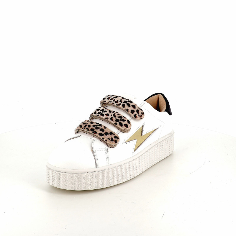 Baskets Blanches avec Scratch Motif Léopard VANESSA WU