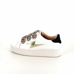 Baskets Blanches avec Scratch Motif Léopard VANESSA WU