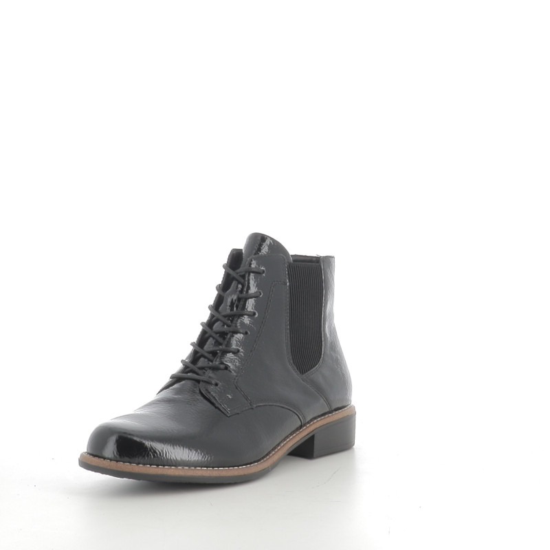Bottines noires en cuir vernis