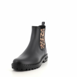 Bottines de pluie noires et léopard Verbenas