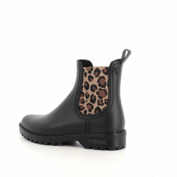 Bottines de pluie noires et léopard Verbenas