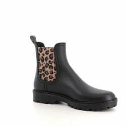 Bottines de pluie noires et léopard Verbenas