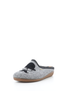 Pantoufles grises avec illustration moustache