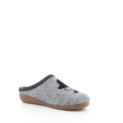 Pantoufles grises avec illustration moustache