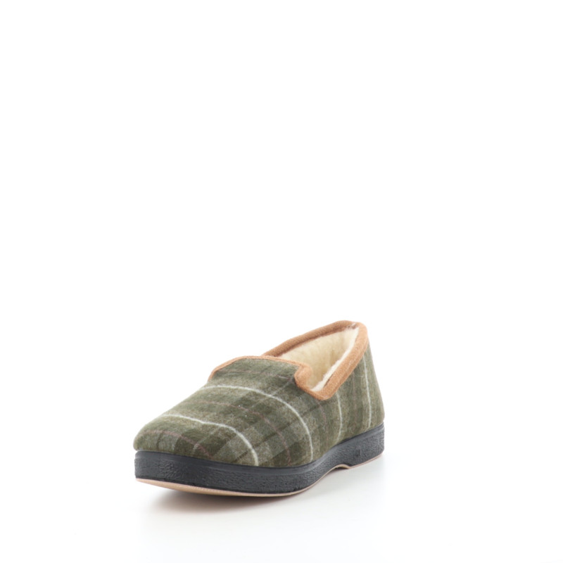 Pantoufles carreaux verts textile