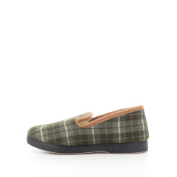 Pantoufles carreaux verts textile