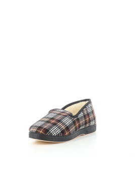 Pantoufles textile carreaux marron