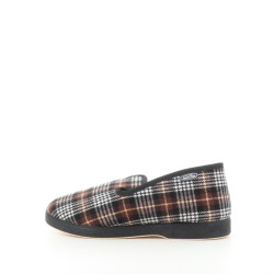 Pantoufles textile carreaux marron