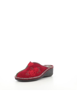 Mules textile vertes et rouges