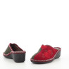Mules textile vertes et rouges