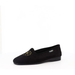chausson Semelflex noir à motifs dorés - Anjou-chaussures