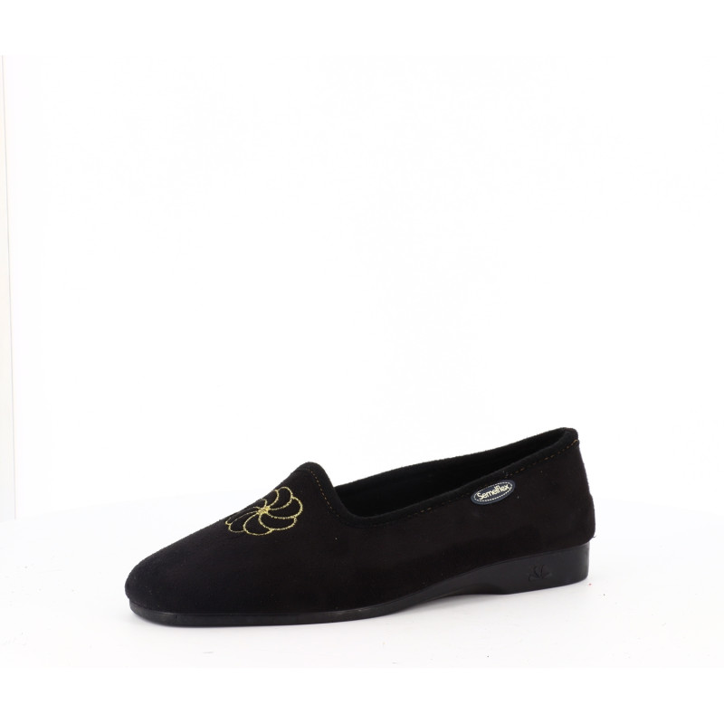 chausson Semelflex noir à motifs dorés - Anjou-chaussures