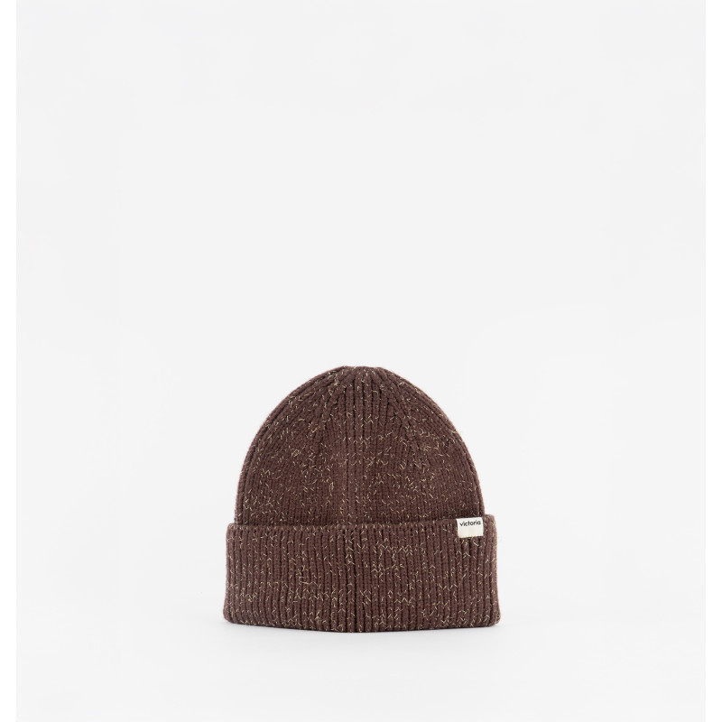 Bonnet marron tricot lurex
