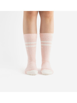 Chaussettes roses et rayures blanches