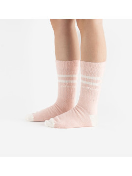 Chaussettes roses et rayures blanches