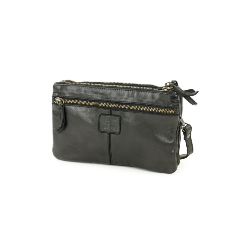 Sac à Bandoulière en Cuir Noir Petit Format Bear