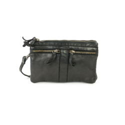 Sac à Bandoulière en Cuir Noir Petit Format Bear