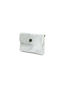 Porte monnaie argenté cuir