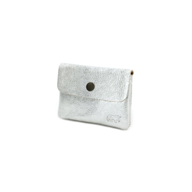 Porte monnaie argenté cuir