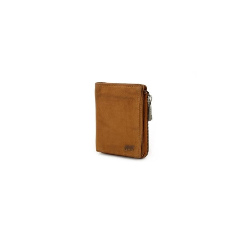 Porte-monnaie compact marron cognac