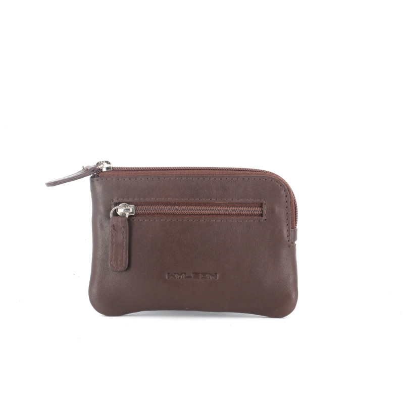 Porte-monnaie marron en cuir