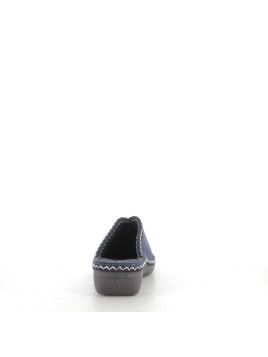 Mules bleues en textile avec broderies