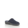 Mules bleues en textile avec broderies