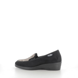 Pantoufles noires en textile avec détails